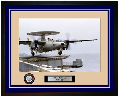 USS NIMITZ CVN-68 Framed Navy Ship Photo Blue