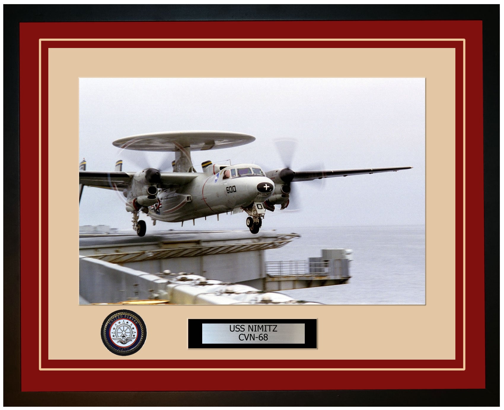 USS NIMITZ CVN-68 Framed Navy Ship Photo Burgundy
