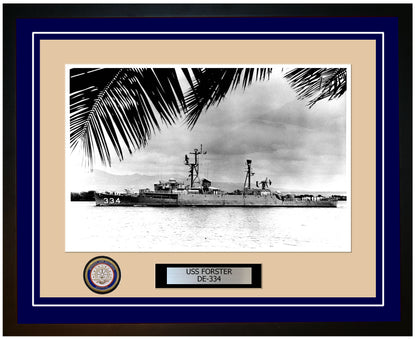 USS Forster DE-334 Framed Navy Ship Photo Blue
