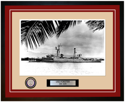 USS Forster DE-334 Framed Navy Ship Photo Burgundy