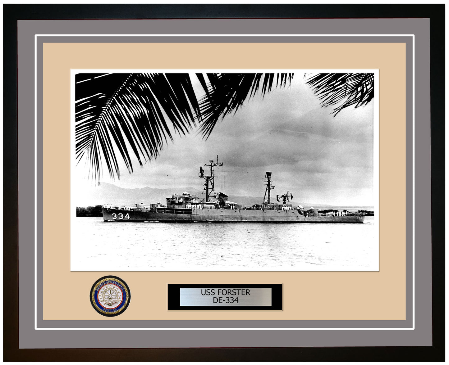 USS Forster DE-334 Framed Navy Ship Photo Grey