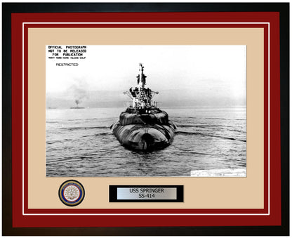 USS Springer SS-414 Framed Navy Ship Photo Burgundy
