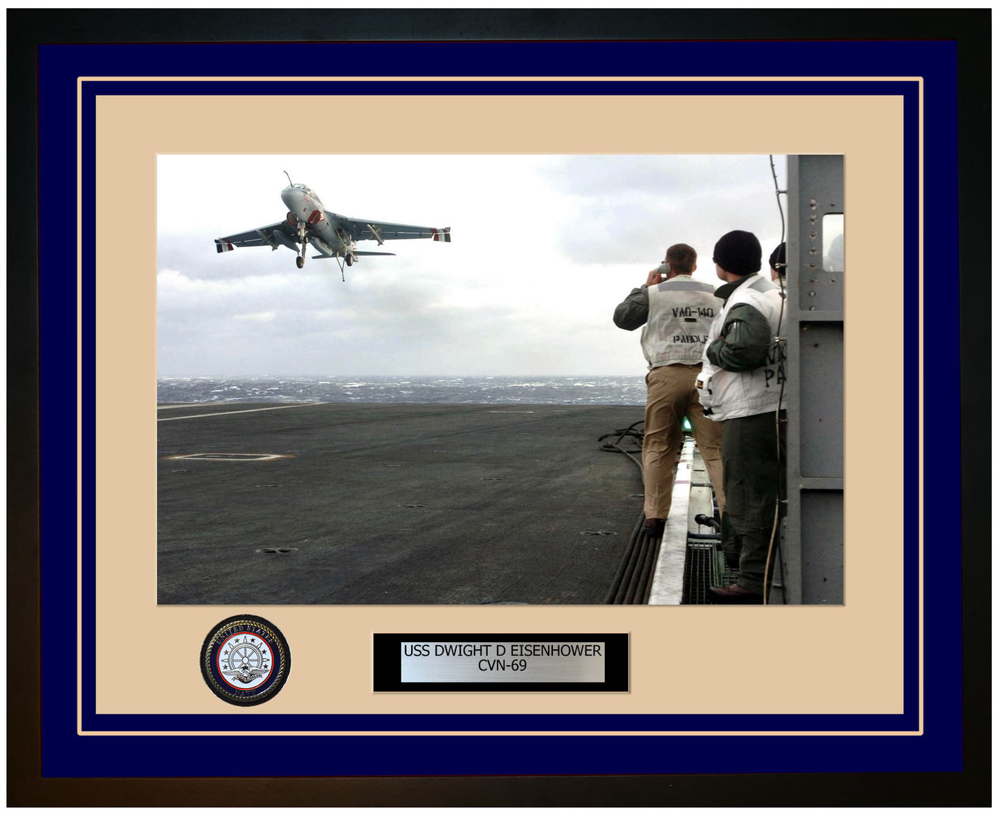 USS DWIGHT D EISENHOWER CVN-69 Framed Navy Ship Photo Blue