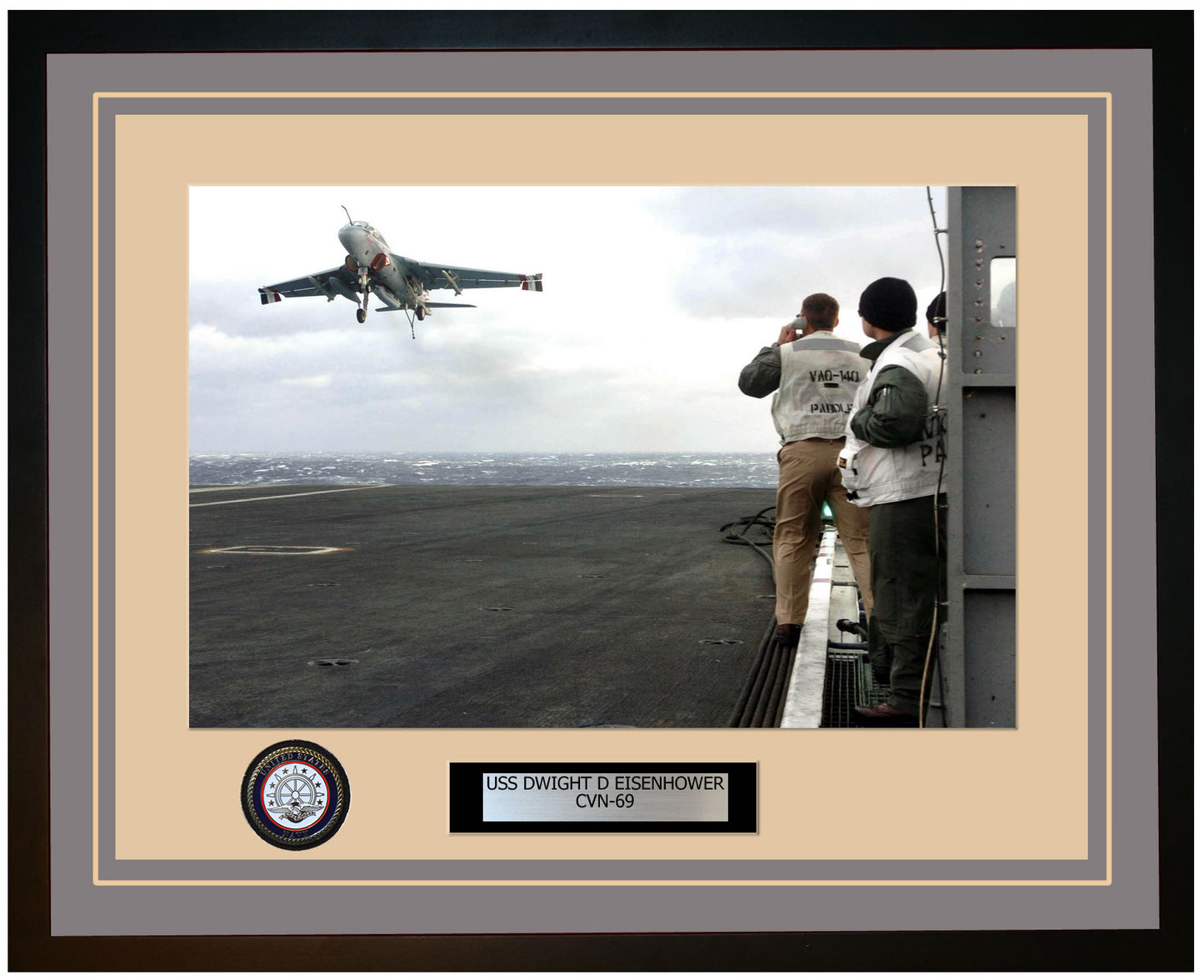 USS DWIGHT D EISENHOWER CVN-69 Framed Navy Ship Photo Grey