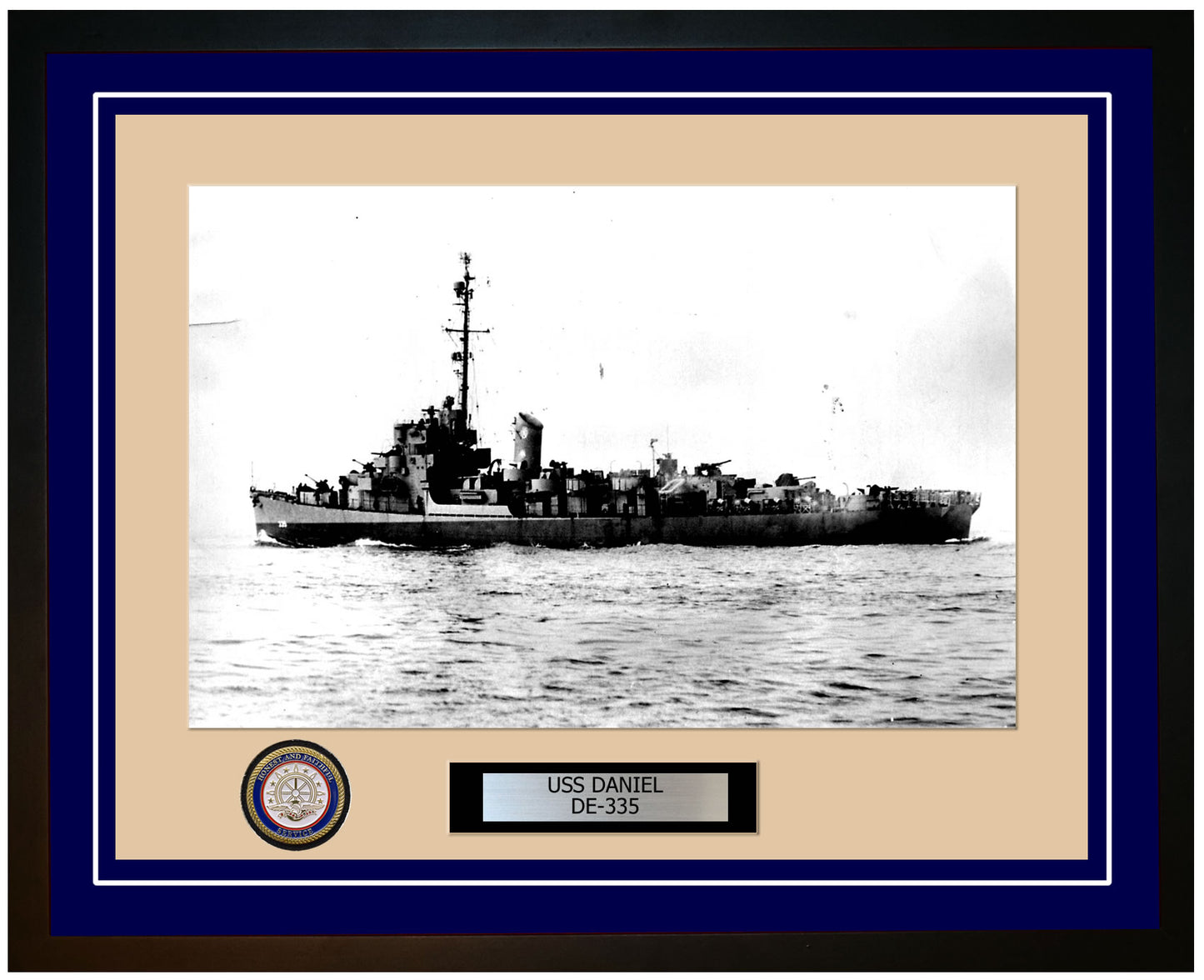 USS Daniel DE-335 Framed Navy Ship Photo Blue