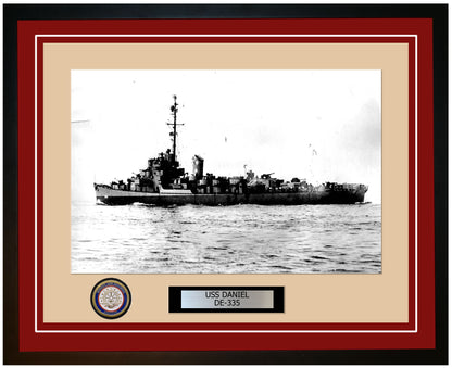 USS Daniel DE-335 Framed Navy Ship Photo Burgundy