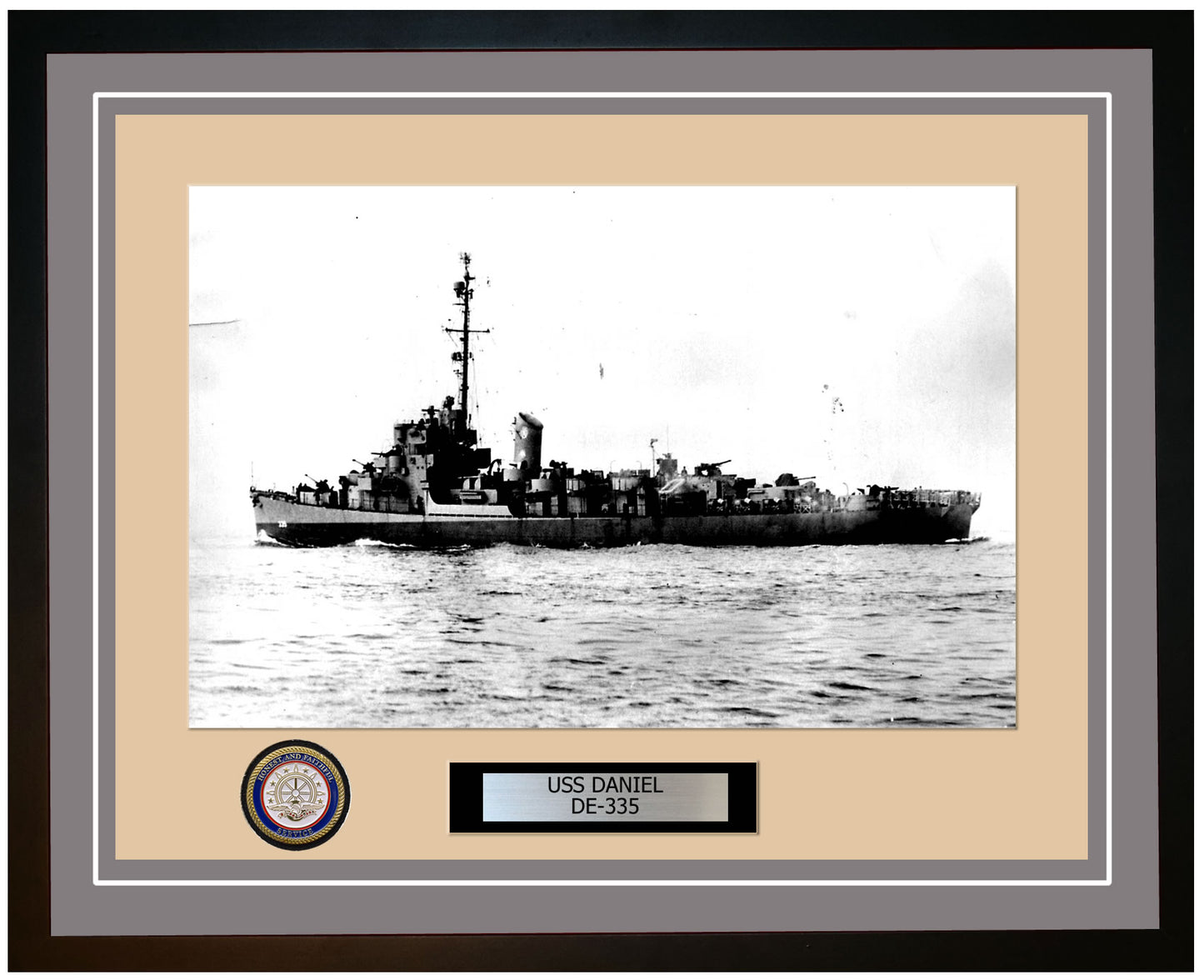 USS Daniel DE-335 Framed Navy Ship Photo Grey