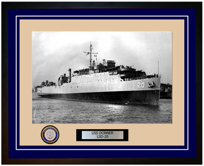 USS Donner LSD-20 Framed Navy Ship Photo Blue