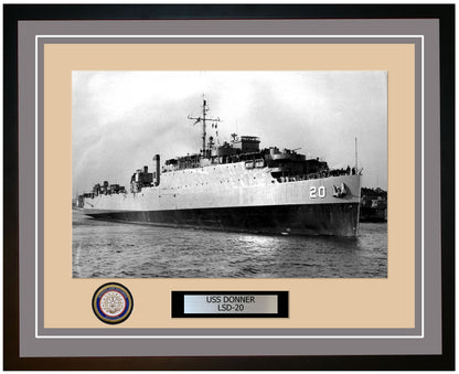 USS Donner LSD-20 Framed Navy Ship Photo Grey