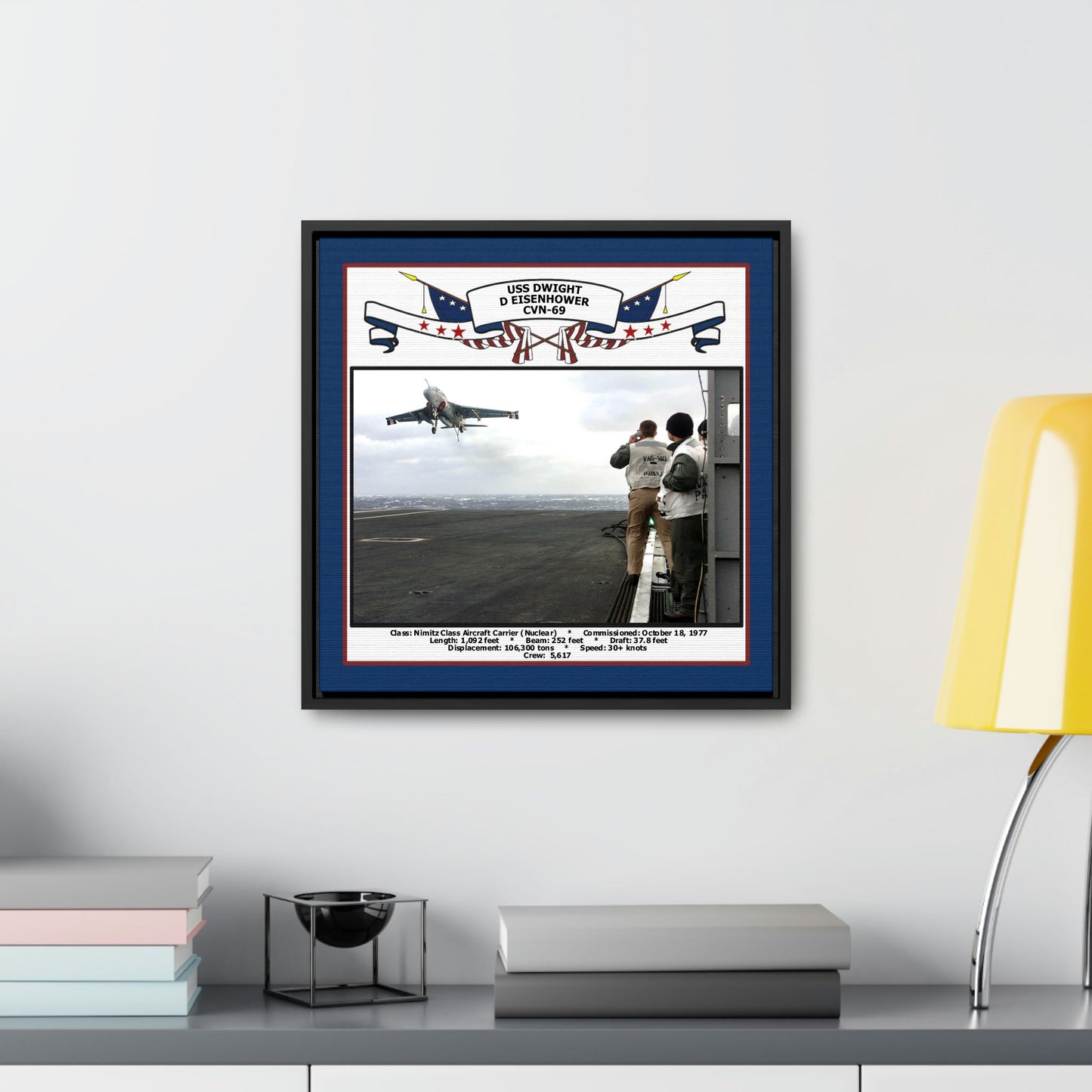 USS Dwight D Eisenhower CVN-69 Navy Floating Frame Photo Desk View