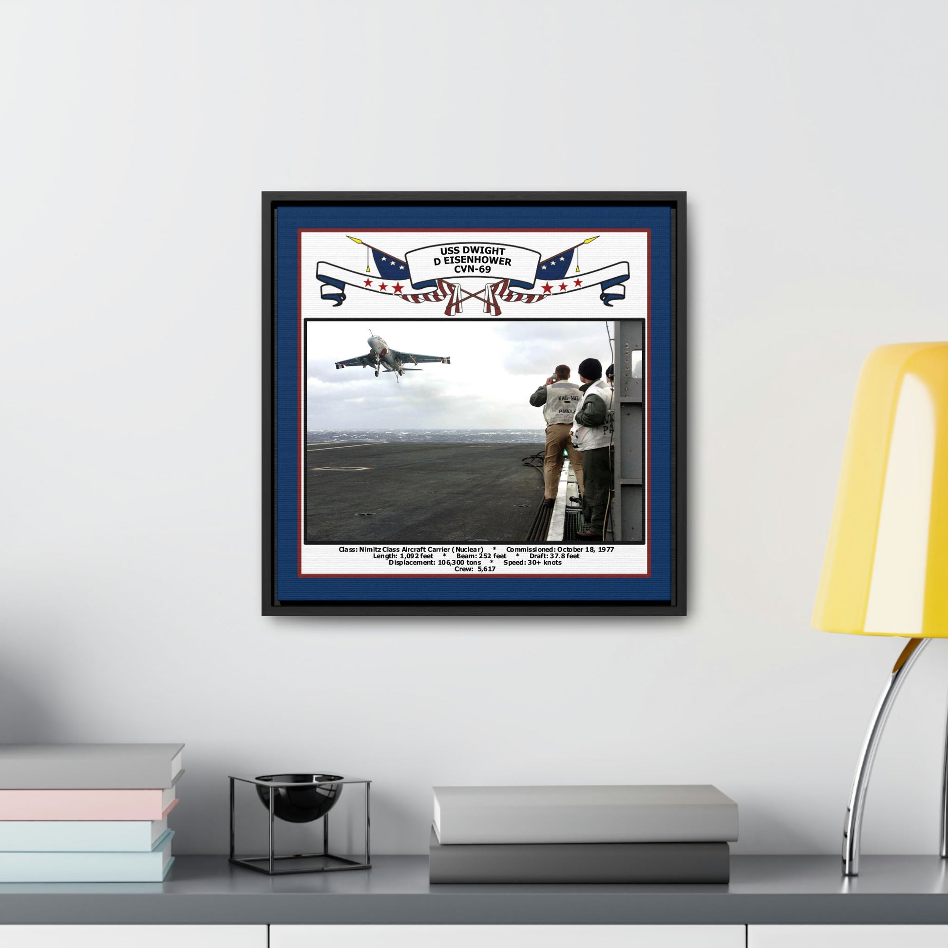 USS Dwight D Eisenhower CVN-69 Navy Floating Frame Photo Desk View