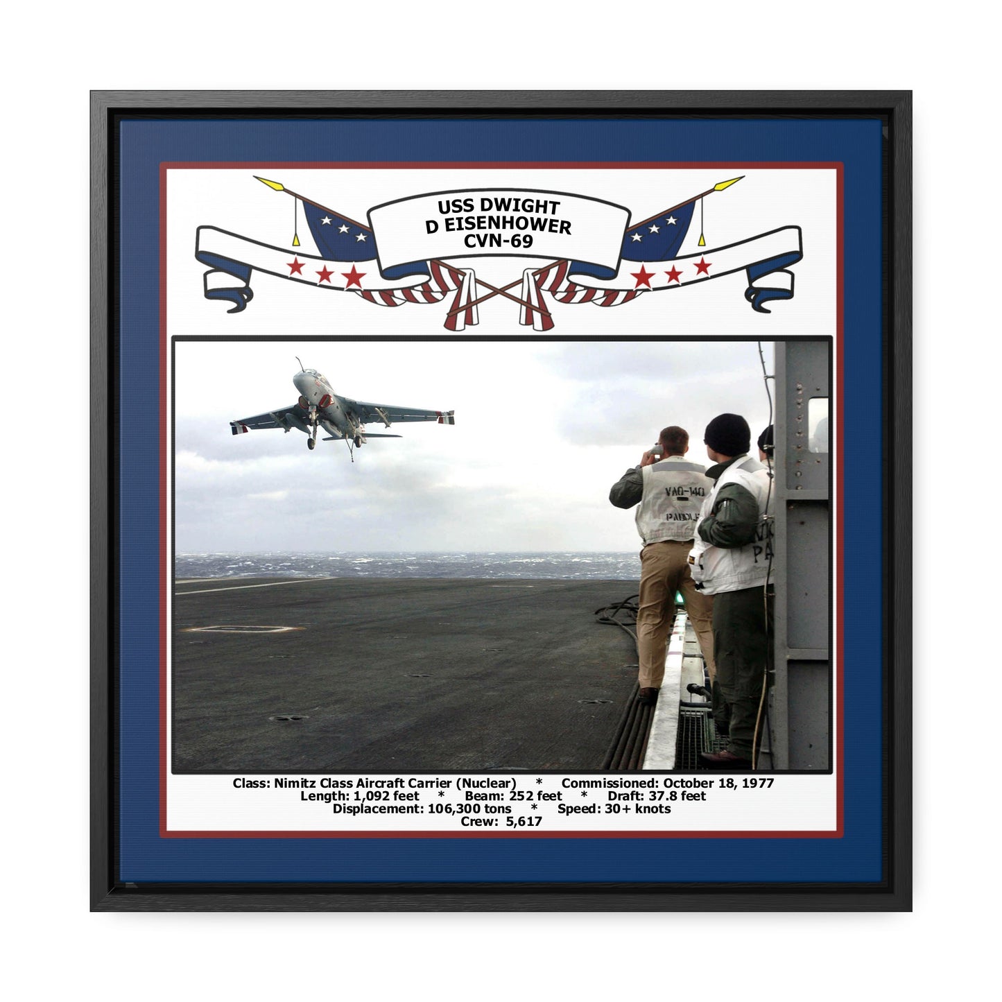 USS Dwight D Eisenhower CVN-69 Navy Floating Frame Photo Front View