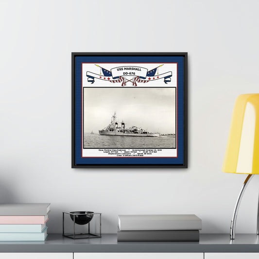 USS Marshall DD-676 Navy Floating Frame Photo Desk View