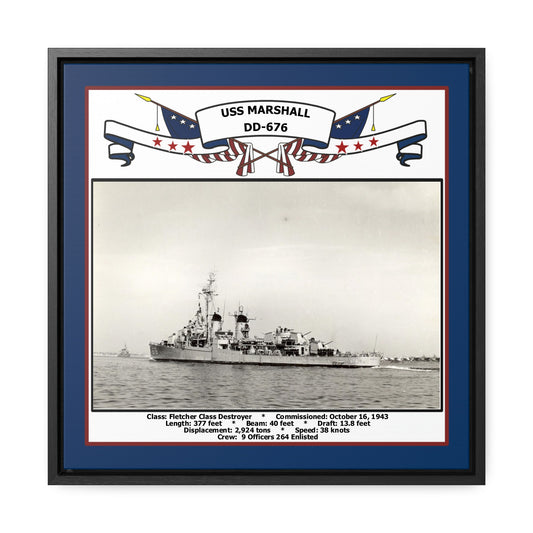 USS Marshall DD-676 Navy Floating Frame Photo Front View