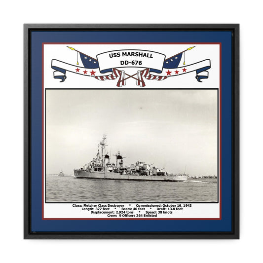 USS Marshall DD-676 Navy Floating Frame Photo Front View