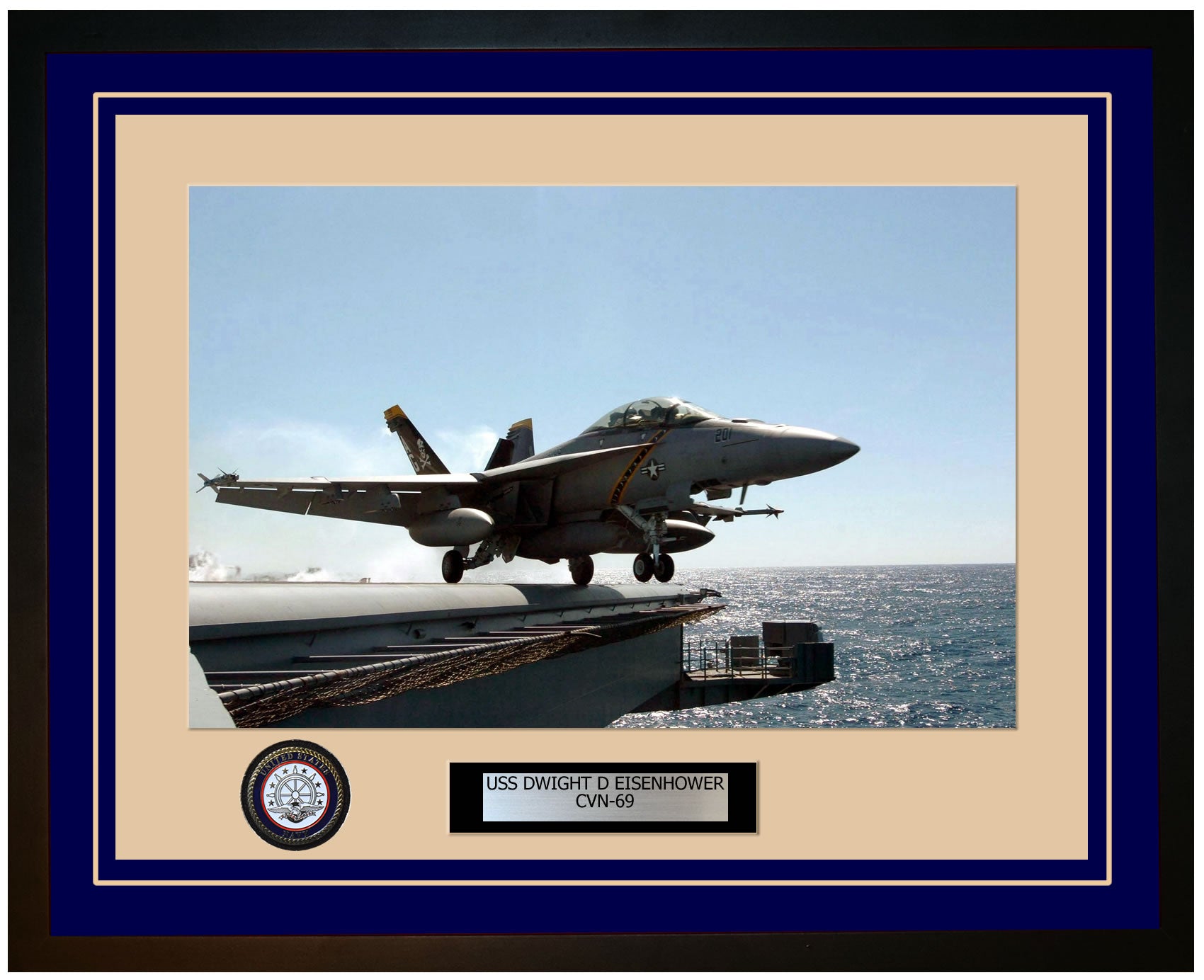 USS DWIGHT D EISENHOWER CVN-69 Framed Navy Ship Photo Blue