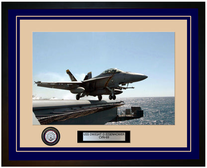 USS DWIGHT D EISENHOWER CVN-69 Framed Navy Ship Photo Blue
