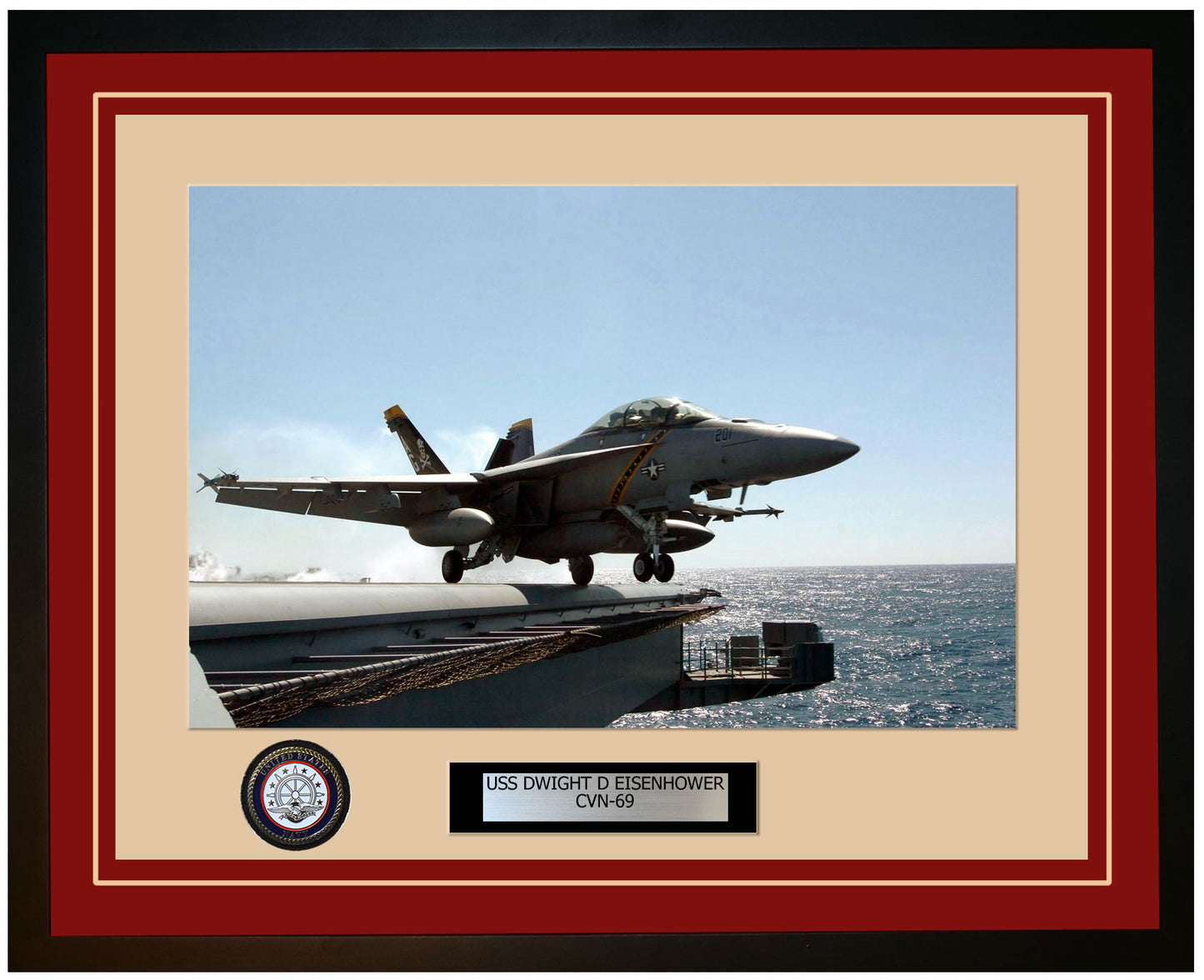 USS DWIGHT D EISENHOWER CVN-69 Framed Navy Ship Photo Burgundy
