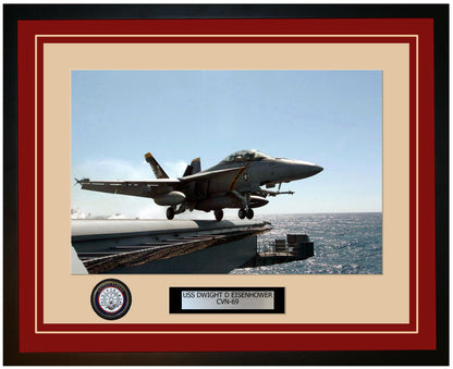 USS DWIGHT D EISENHOWER CVN-69 Framed Navy Ship Photo Burgundy