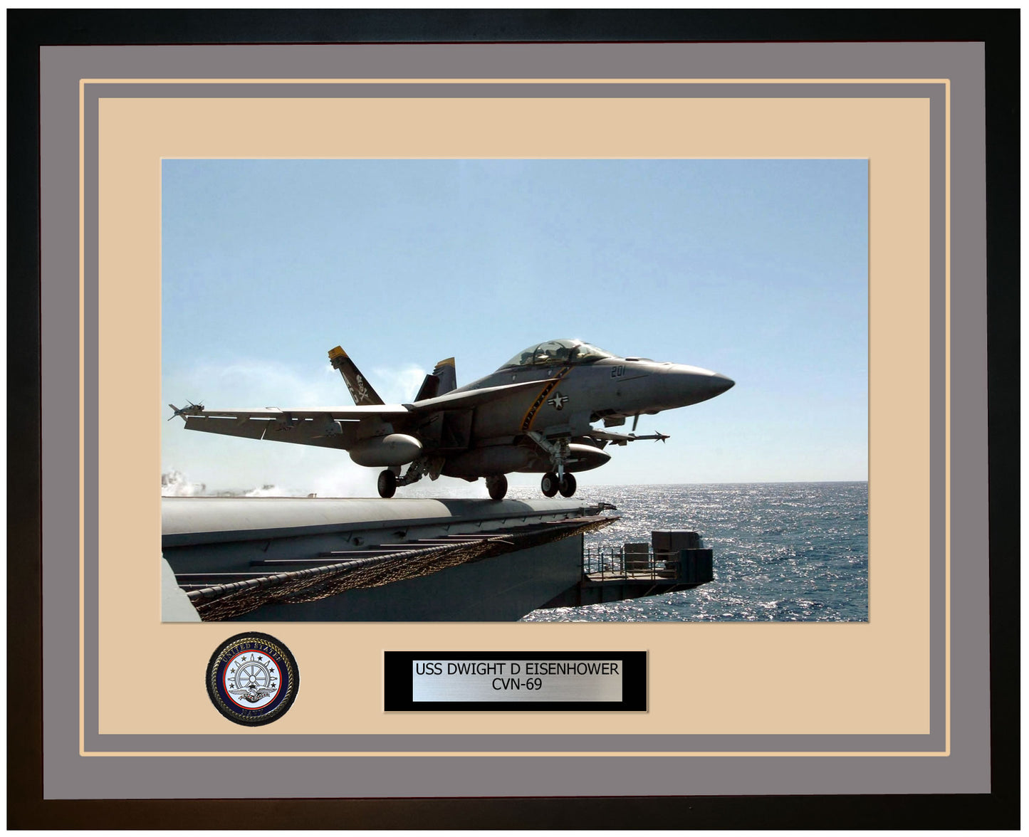 USS DWIGHT D EISENHOWER CVN-69 Framed Navy Ship Photo Grey
