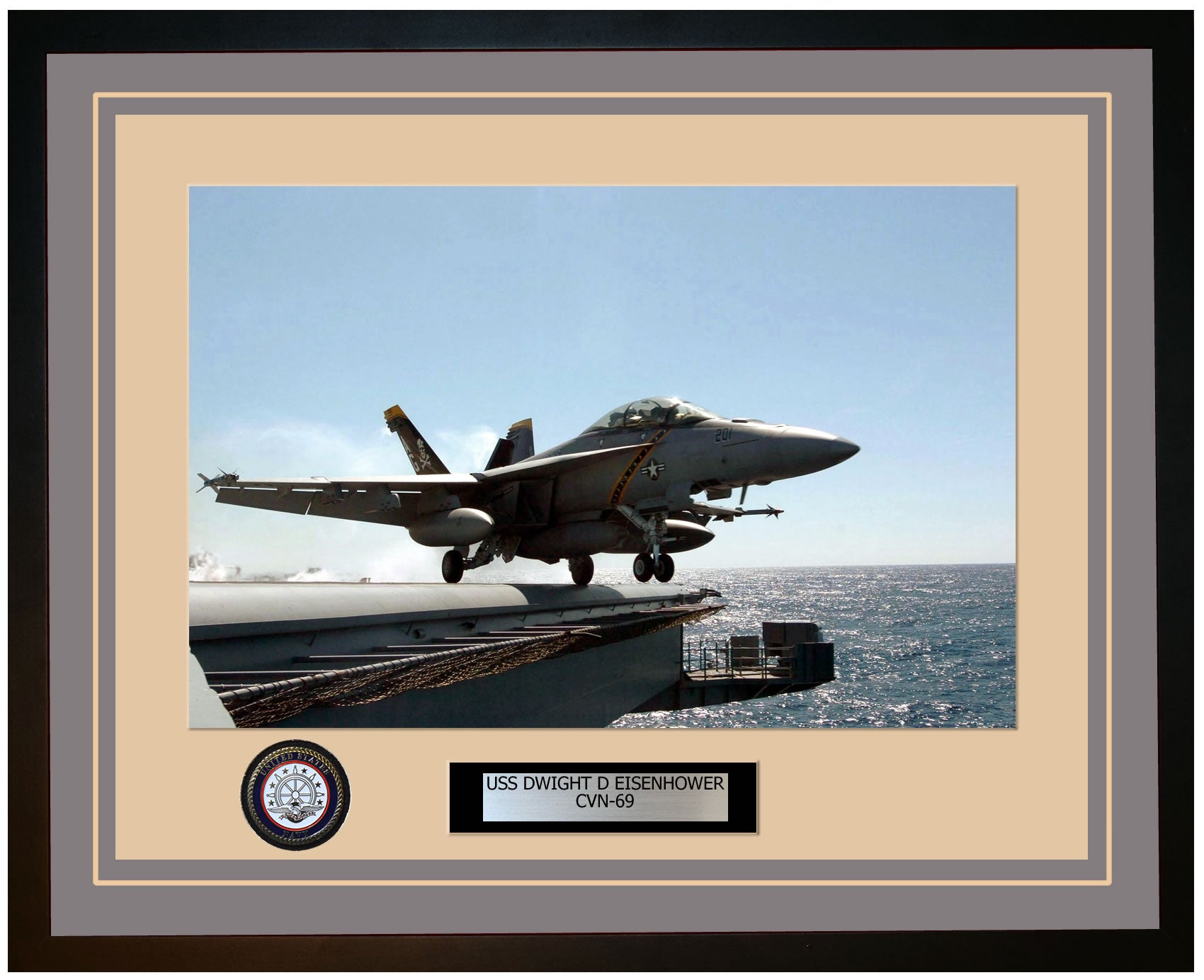 USS DWIGHT D EISENHOWER CVN-69 Framed Navy Ship Photo Grey