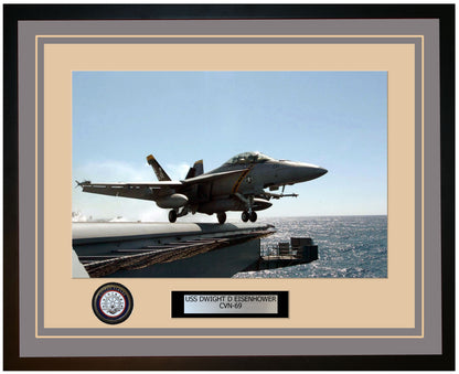 USS DWIGHT D EISENHOWER CVN-69 Framed Navy Ship Photo Grey