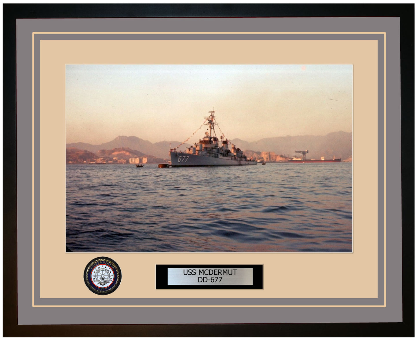 USS MCDERMUT DD-677 Framed Navy Ship Photo Grey