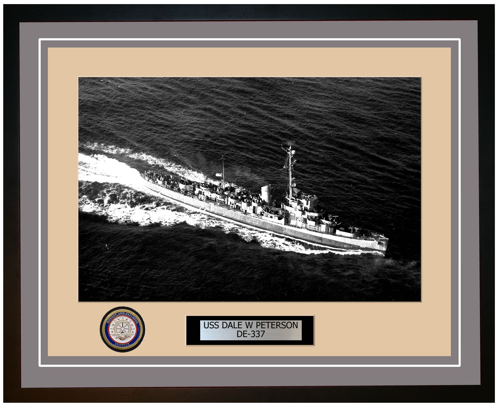 USS Dale W Peterson DE-337 Framed Navy Ship Photo Grey
