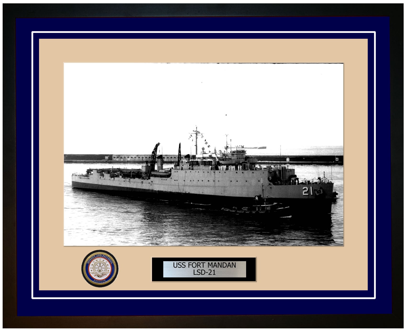 USS Fort Mandan LSD-21 Framed Navy Ship Photo Blue