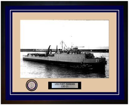 USS Fort Mandan LSD-21 Framed Navy Ship Photo Blue