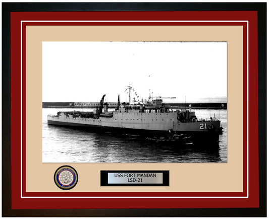 USS Fort Mandan LSD-21 Framed Navy Ship Photo Burgundy