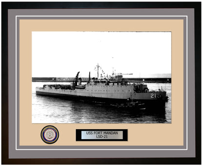 USS Fort Mandan LSD-21 Framed Navy Ship Photo Grey
