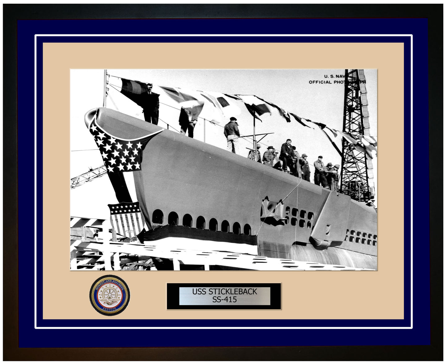USS Stickleback SS-415 Framed Navy Ship Photo Blue