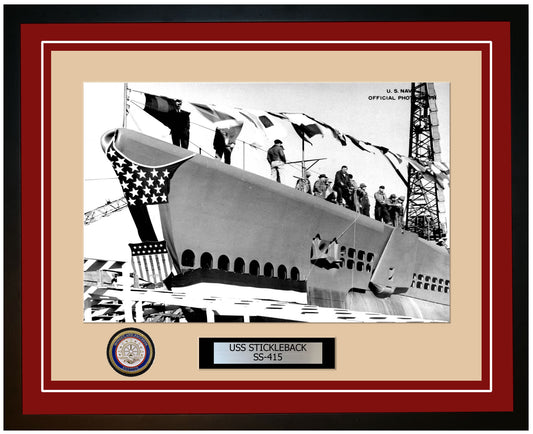 USS Stickleback SS-415 Framed Navy Ship Photo Burgundy