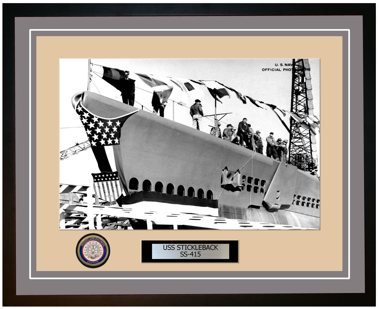 USS Stickleback SS-415 Framed Navy Ship Photo Grey