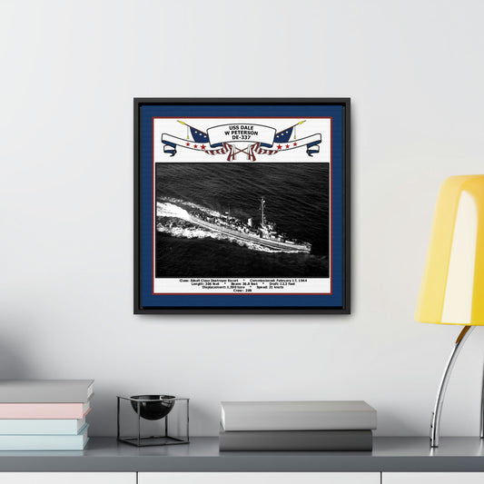 USS Dale W Peterson DE-337 Navy Floating Frame Photo Desk View