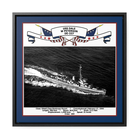 USS Dale W Peterson DE-337 Navy Floating Frame Photo Front View