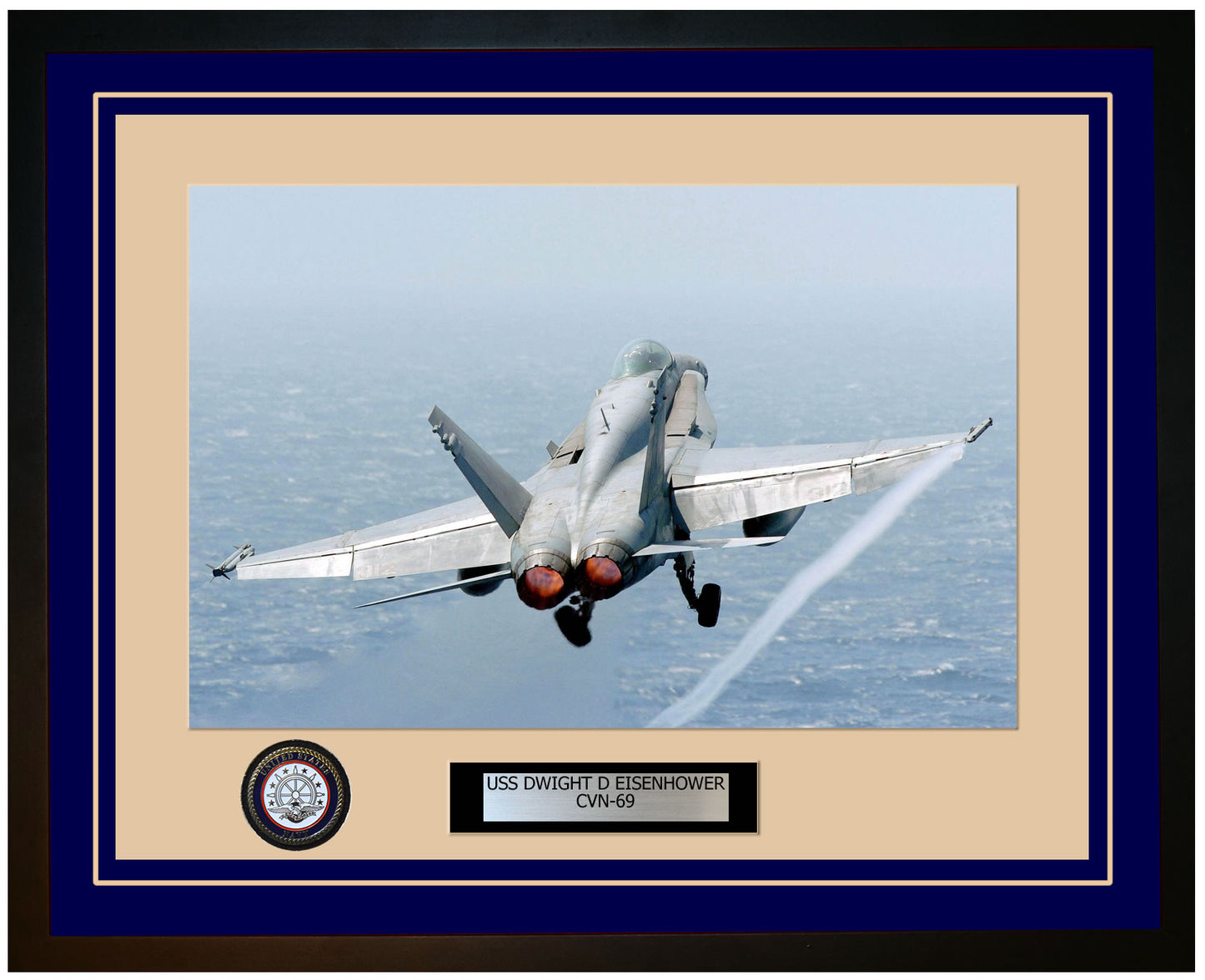 USS DWIGHT D EISENHOWER CVN-69 Framed Navy Ship Photo Blue