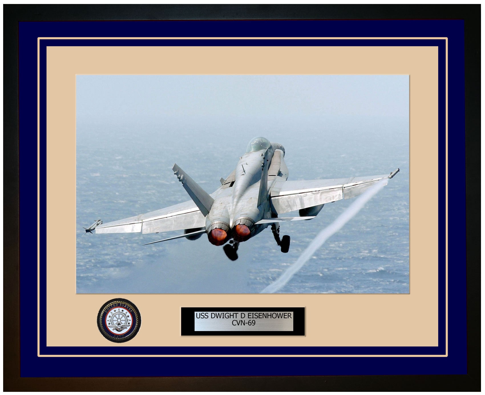 USS DWIGHT D EISENHOWER CVN-69 Framed Navy Ship Photo Blue