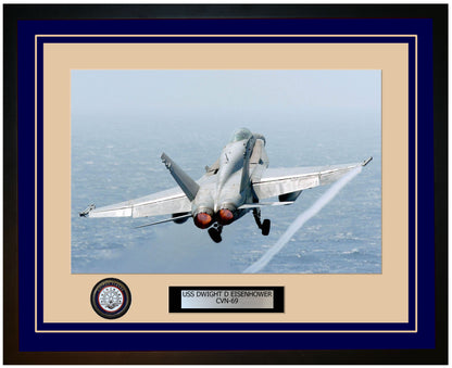 USS DWIGHT D EISENHOWER CVN-69 Framed Navy Ship Photo Blue