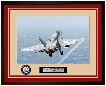 USS DWIGHT D EISENHOWER CVN-69 Framed Navy Ship Photo Burgundy