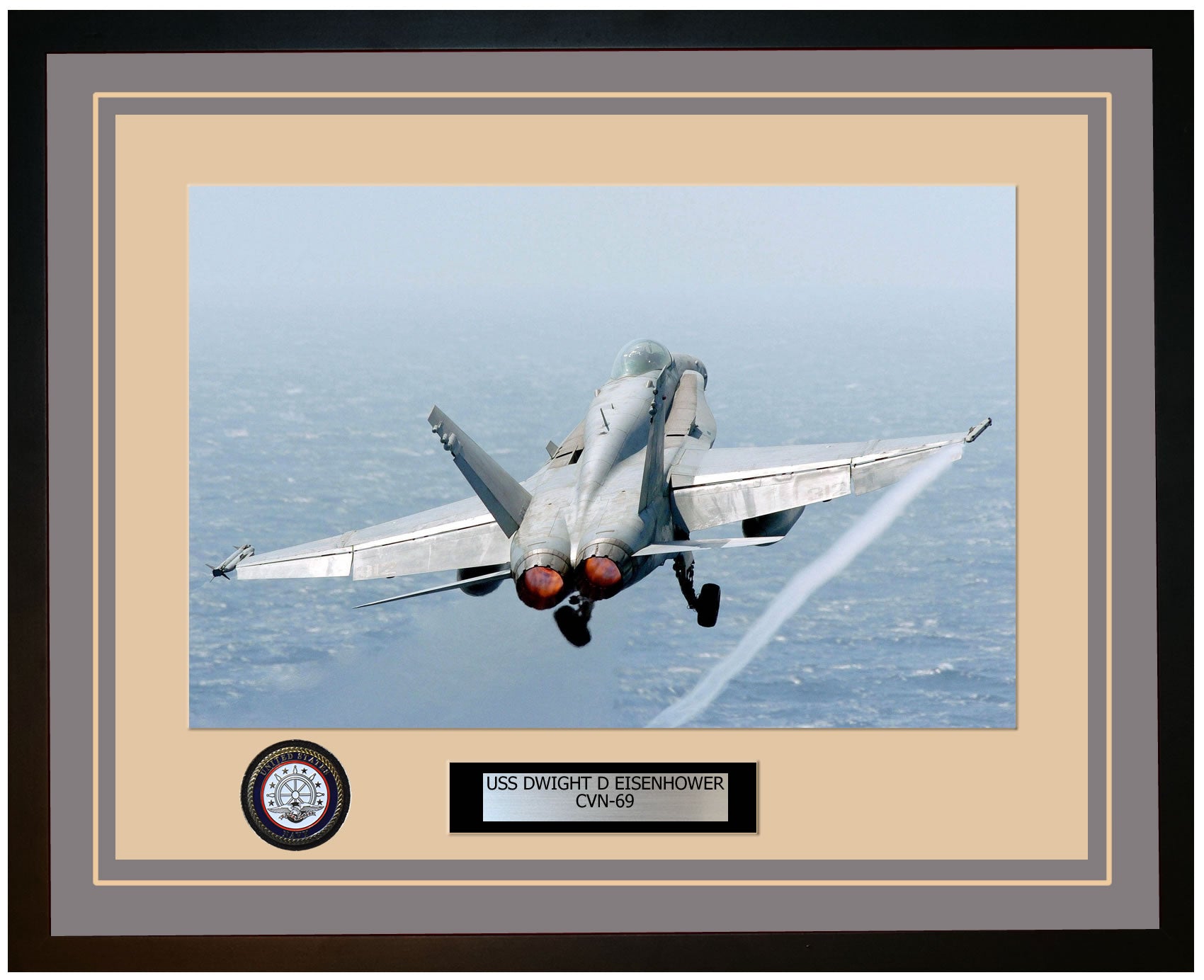 USS DWIGHT D EISENHOWER CVN-69 Framed Navy Ship Photo Grey