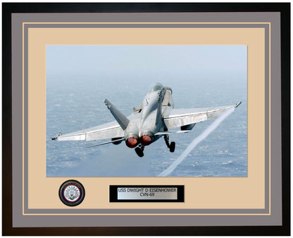 USS DWIGHT D EISENHOWER CVN-69 Framed Navy Ship Photo Grey