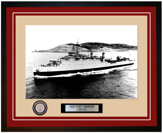 USS Fort Marion LSD-22 Framed Navy Ship Photo Burgundy