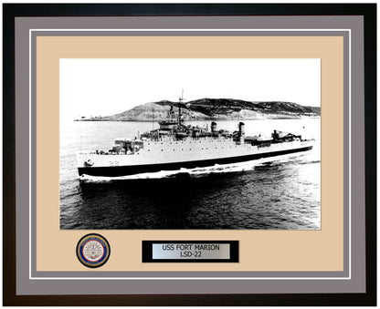 USS Fort Marion LSD-22 Framed Navy Ship Photo Grey