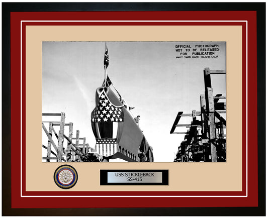 USS Stickleback SS-415 Framed Navy Ship Photo Burgundy