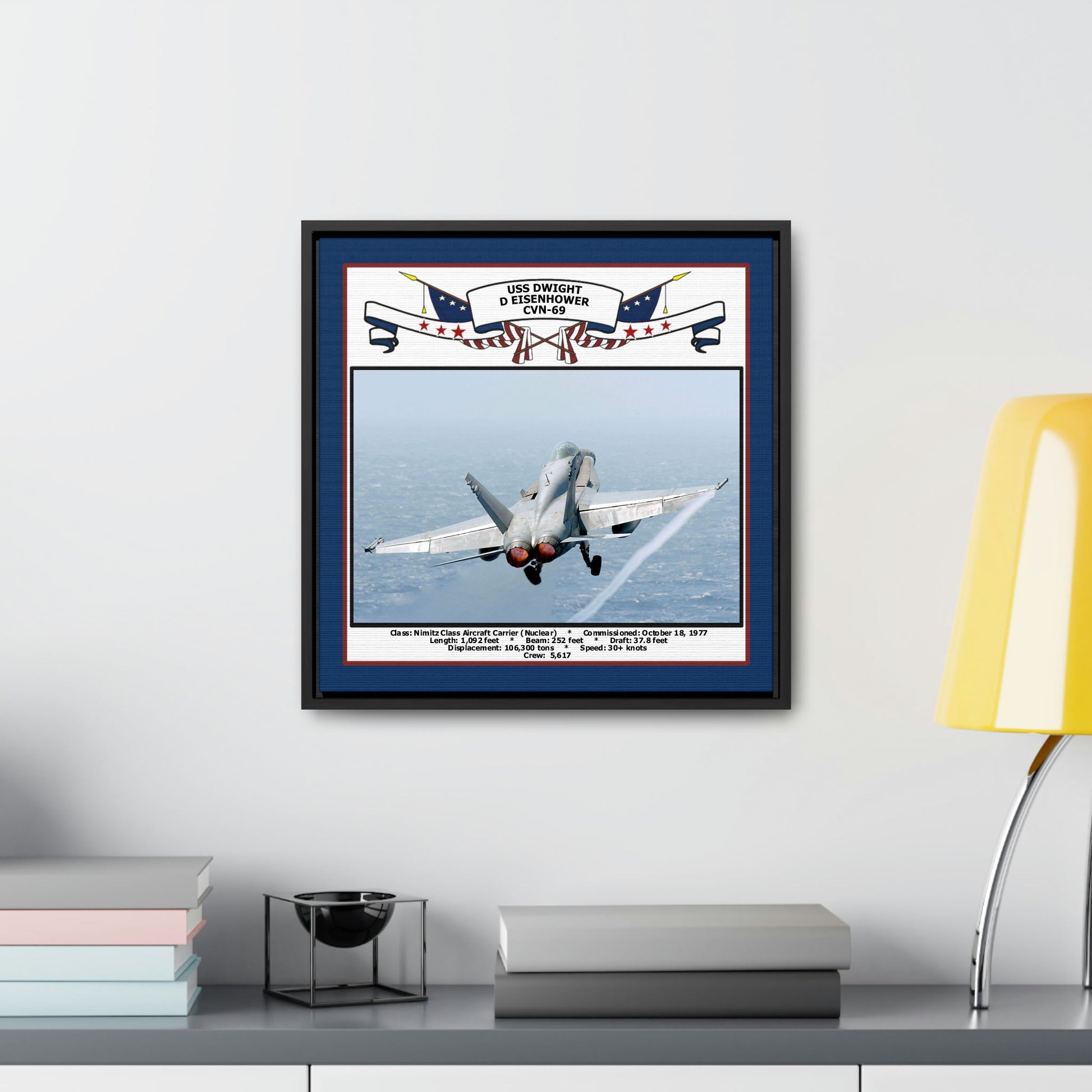 USS Dwight D Eisenhower CVN-69 Navy Floating Frame Photo Desk View