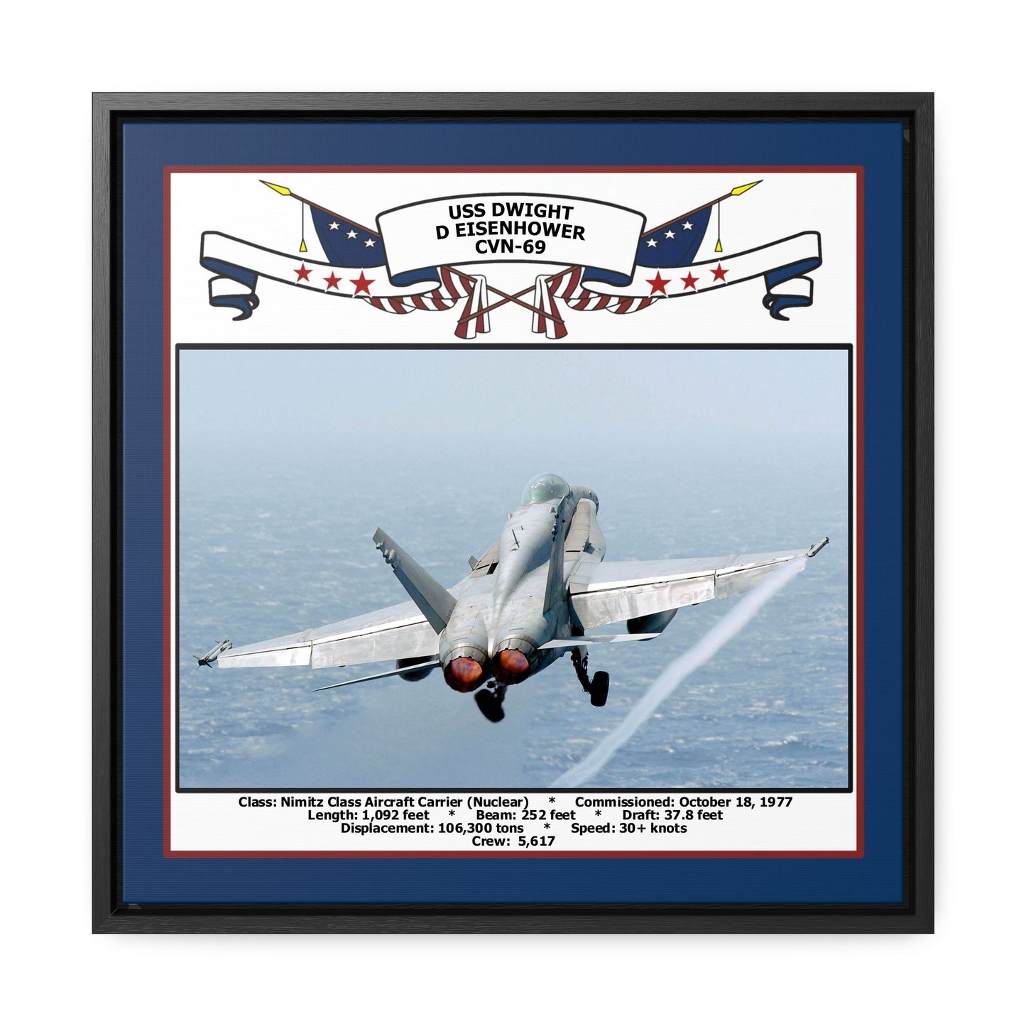 USS Dwight D Eisenhower CVN-69 Navy Floating Frame Photo Front View