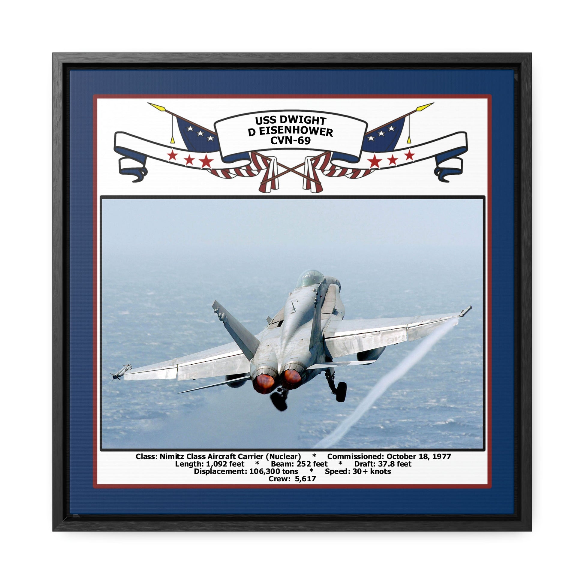 USS Dwight D Eisenhower CVN-69 Navy Floating Frame Photo Front View