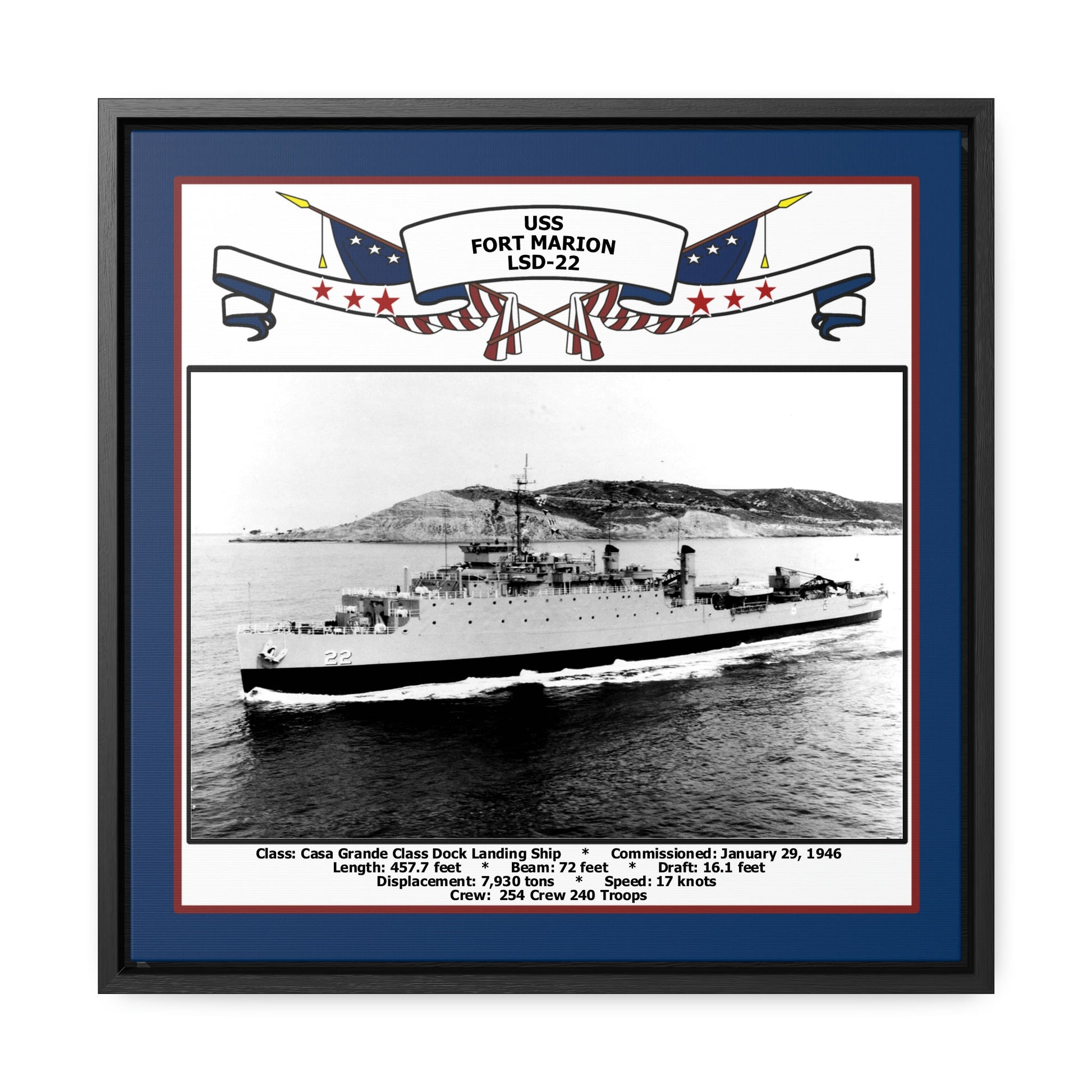 USS Fort Marion LSD-22 Navy Floating Frame Photo Front View